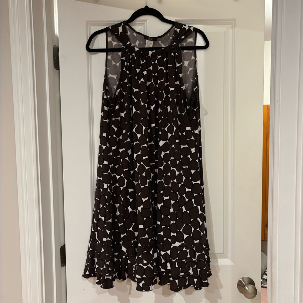 MSK Brown and White Sleeveless Dress